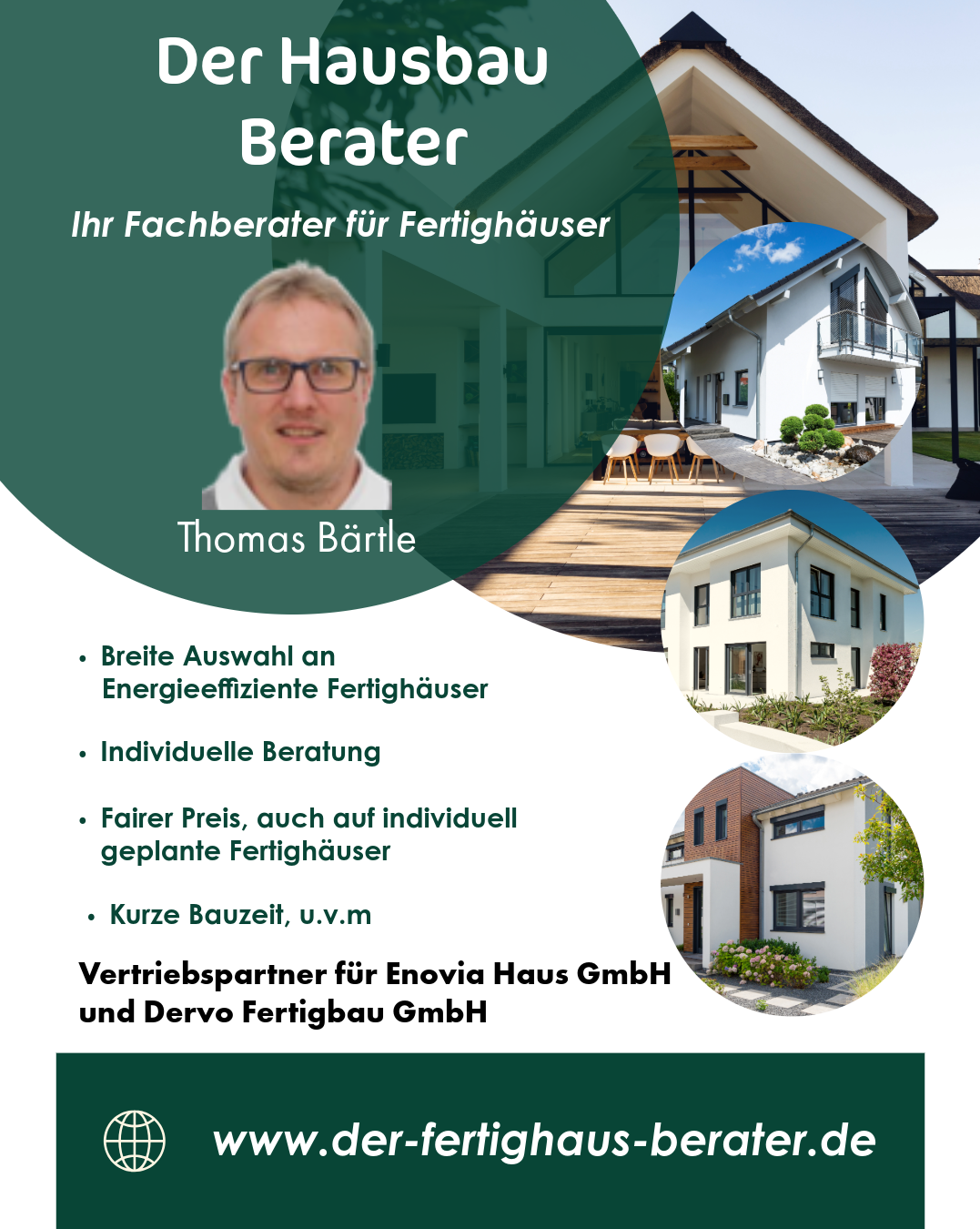 Thomas Bärtle - Der Hausbau Berater - Fachberater für Fertighäuser Thomas Bärtle, Berater für Fertighäuser, mit Kontaktdaten und Hausbeispielen.